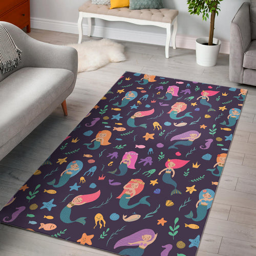 Beautiful Mermaid Fish Jellyfish Algae Other Marine World Area Rug