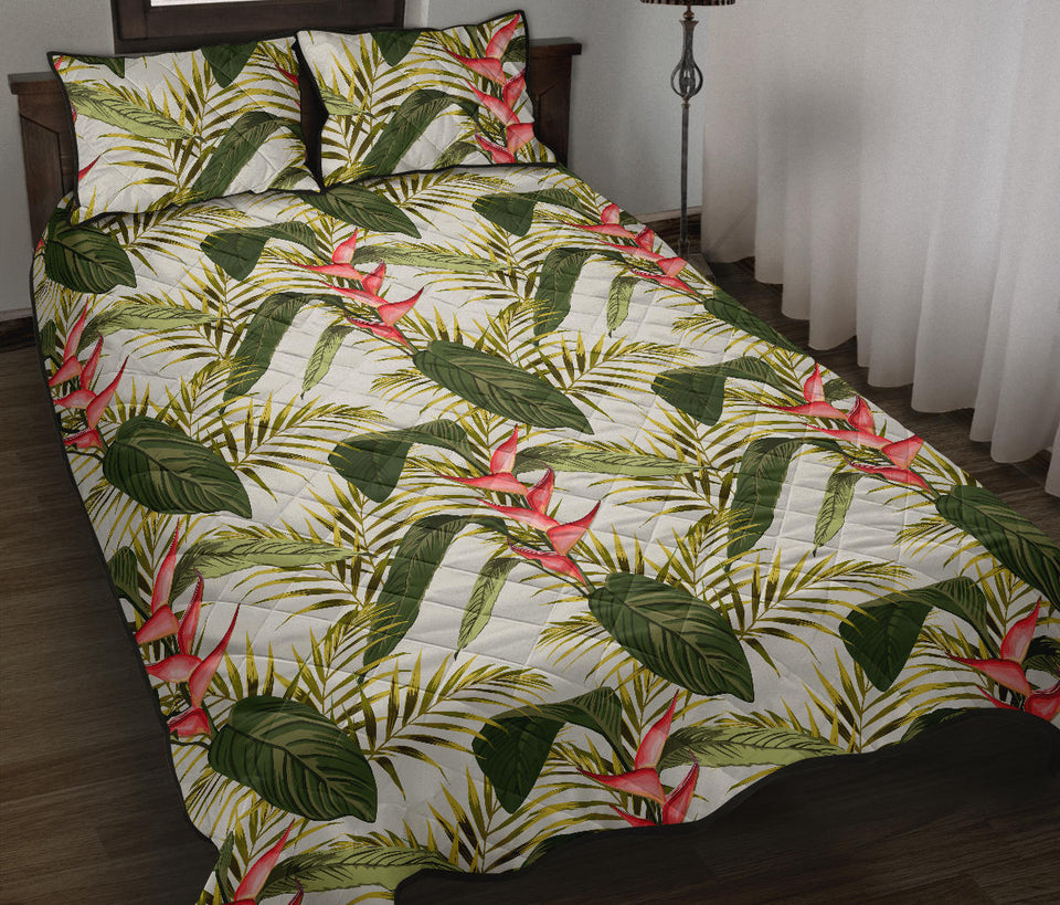 heliconia pattern Quilt Bed Set