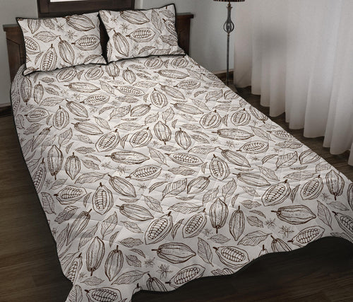 cocoa beans leaves pattern Quilt Bed Set