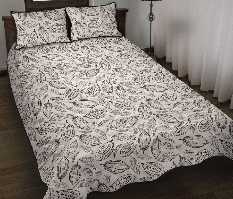 cocoa beans leaves pattern Quilt Bed Set