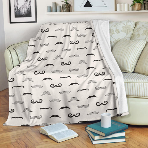 Mustache Beard Pattern Print Design 05 Premium Blanket