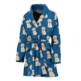 Golden Retriever Pattern Print Design 03 Women's Bathrobe