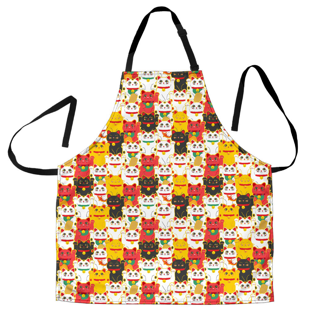 Colorful Maneki Neko Lucky Cat Pattern Adjustable Apron