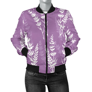 Lavender Flowers Purple Pattern Women'S Bomber Jacket