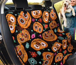 Pumpkin Flowers Spiderweb Halloween Theme Dog Car Seat Covers