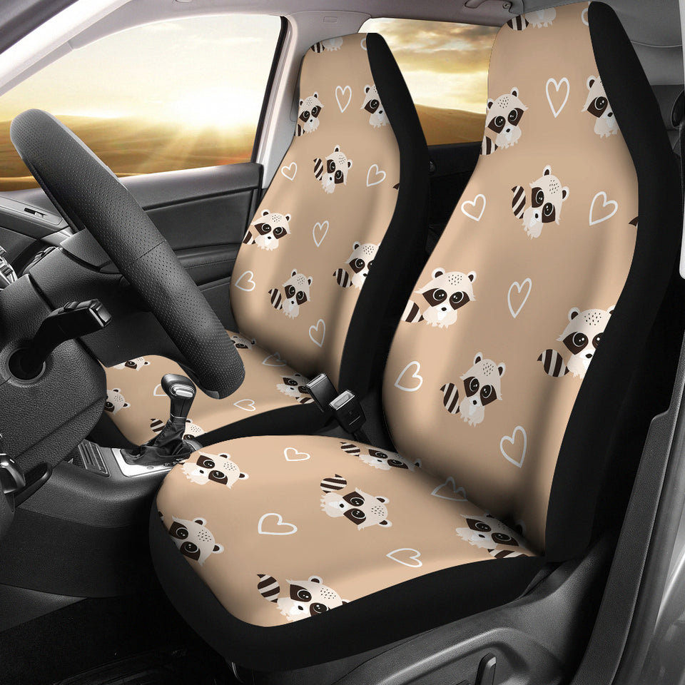 Cute Raccoon Heart Pattern  Universal Fit Car Seat Covers