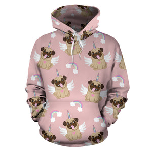 Cute Unicorn Pug Pattern Men Women Pullover Hoodie