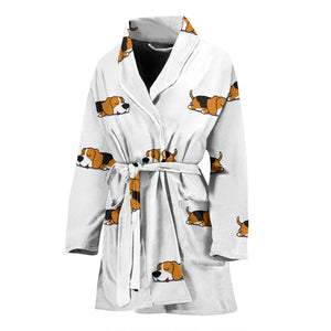 Cute Beagle Dog Sleeping Pattern Women'S Bathrobe
