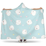 White Cute Hamsters Heart Pattern Hooded Blanket