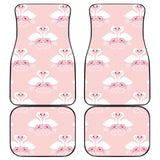White Swan And Flower Love Pattern Front And Back Car Mats