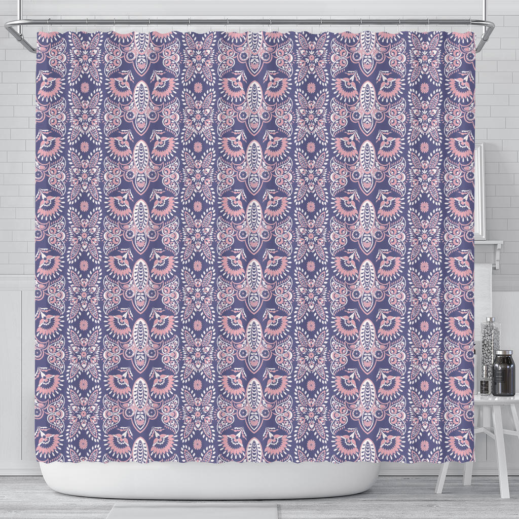 Indian Batik Style Pattern Shower Curtain Fulfilled In US