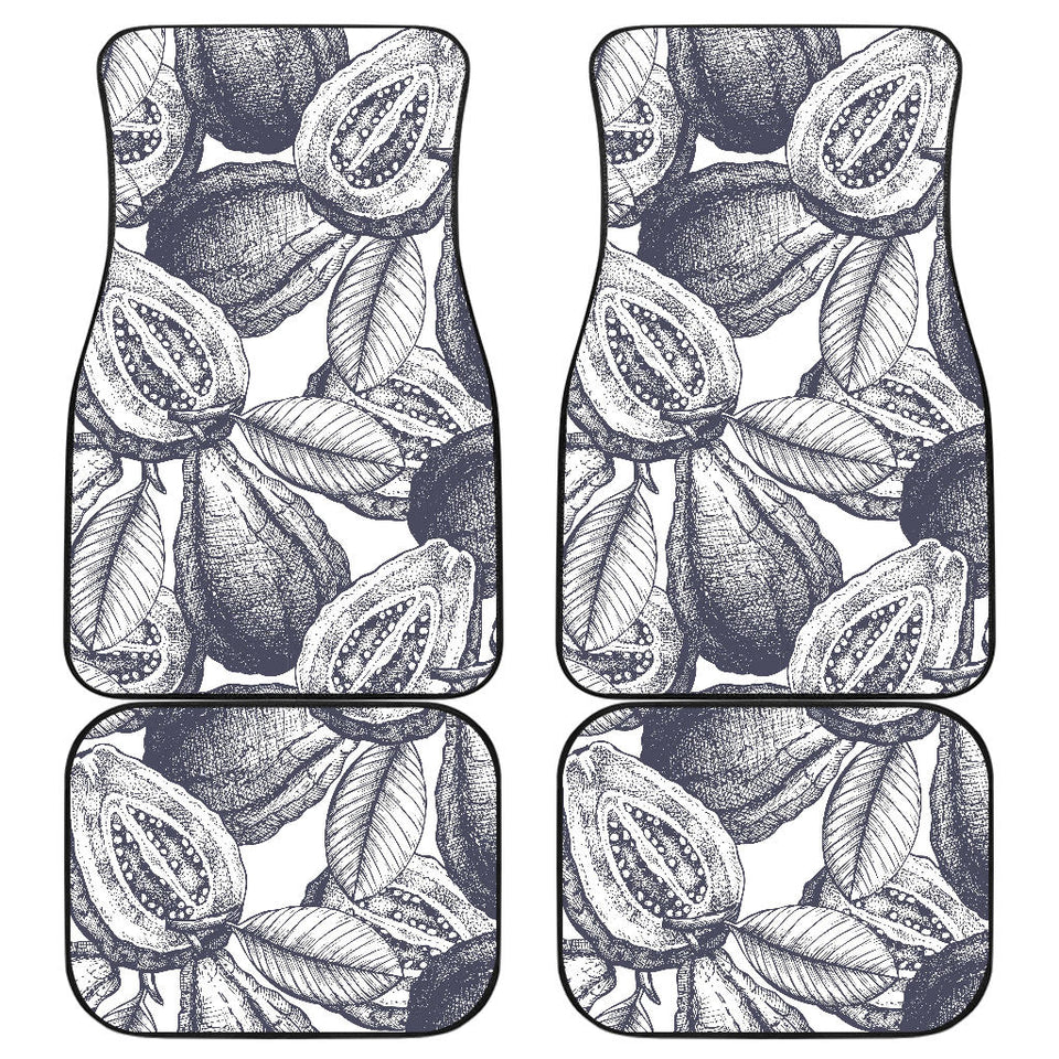 Guava Tropical Hand Drawn Pattern Front And Back Car Mats