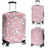 Coral White Heart Pattern Luggage Covers