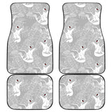 White Swan Gray Background Front And Back Car Mats