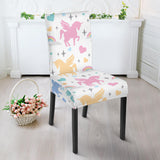 Colorful Unicorn Rainbow Heart Pattern Dining Chair Slipcover