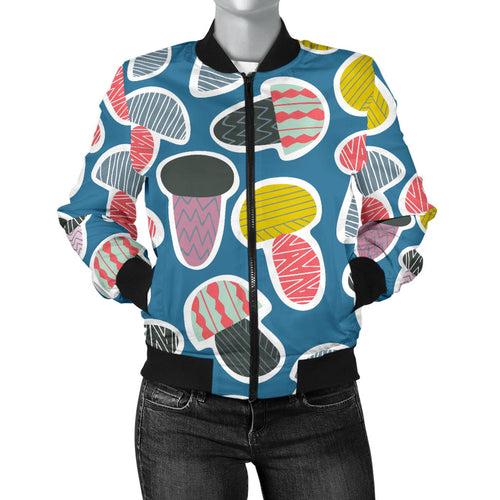 Colorful Mushroom Design Pattern Women'S Bomber Jacket