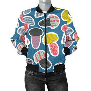 Colorful Mushroom Design Pattern Women'S Bomber Jacket