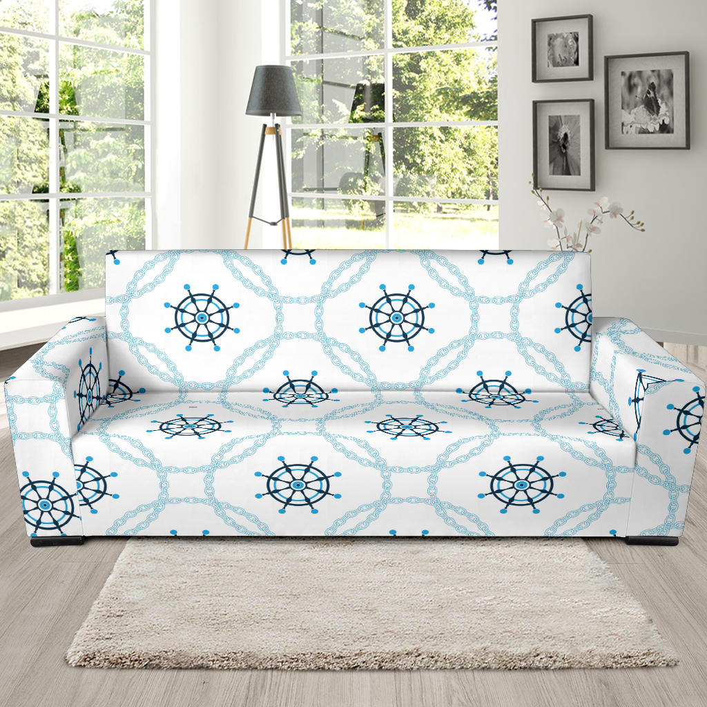 Nautical Steering Wheel Chain Sofa Slipcover