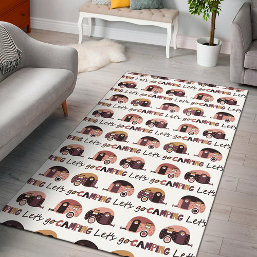 Camper Van Pattern Print Design 01 Area Rug