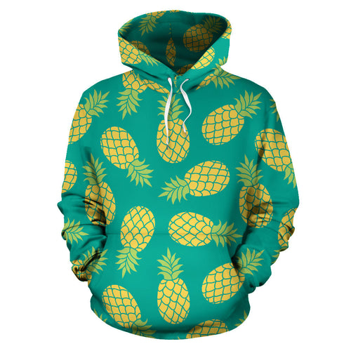 Pineapples Pattern Green Background Men Women Pullover Hoodie