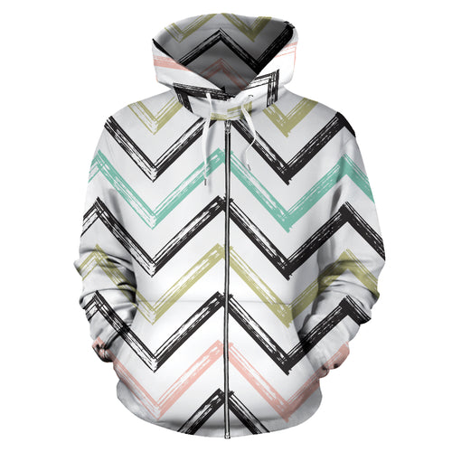 Zigzag  Chevron Paint Pattern Zip Up Hoodie