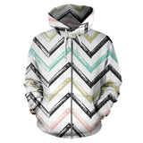 Zigzag  Chevron Paint Pattern Zip Up Hoodie