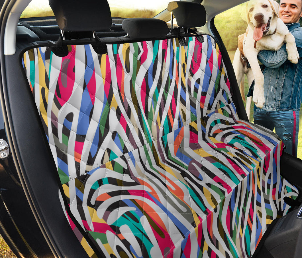 Colorful Zebra Skin Pattern Dog Car Seat Covers