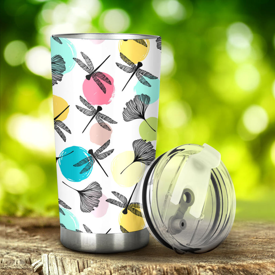 Dragonflies Ginkgo Leaves Pattern Tumbler