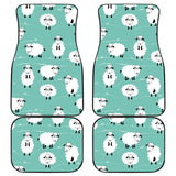 Cute Sheep Green Background Front And Back Car Mats