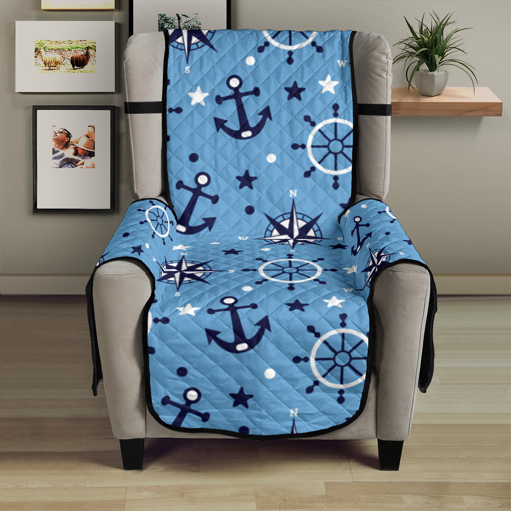 Anchors rudder compass star nautical pattern Chair Cover Protector