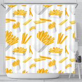 French Fries White Paper Box Pattern Shower Curtain Fulfilled In US