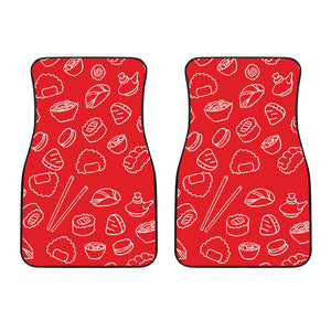 Sushi Pattern Red Background Front Car Mats
