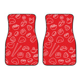 Sushi Pattern Red Background Front Car Mats