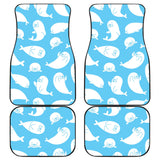Cute White Sea Lion Seals Pattern Front And Back Car Mats