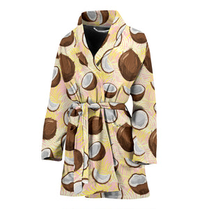 Coconut Pattern Print Design 05 Women's Bathrobe