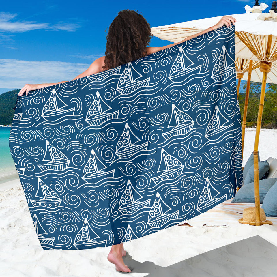 Hand Drawn Sailboat Pattern Sarong