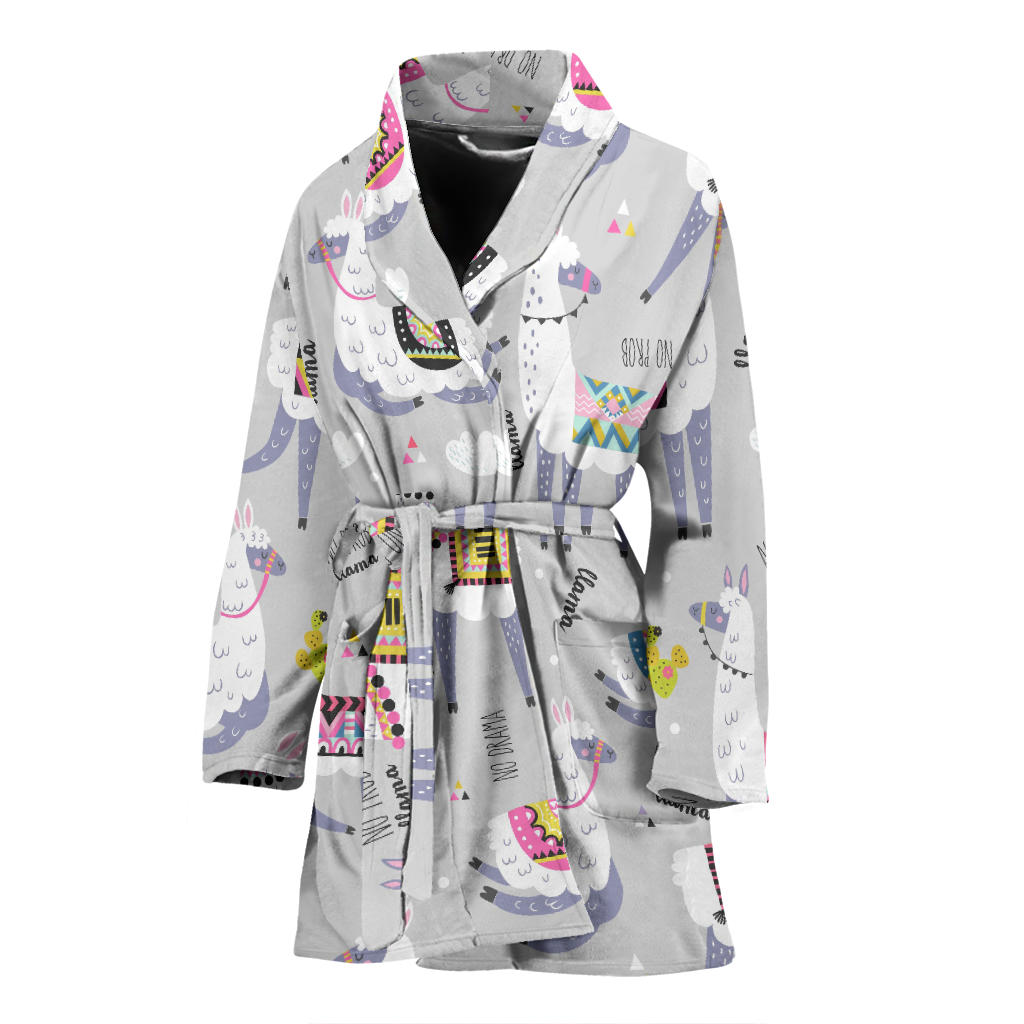 Cute Llama Alpaca Pattern Women'S Bathrobe