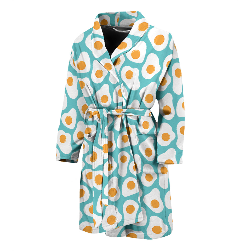 Fried Eggs Pattern Print Design 04 Men's Bathrobe