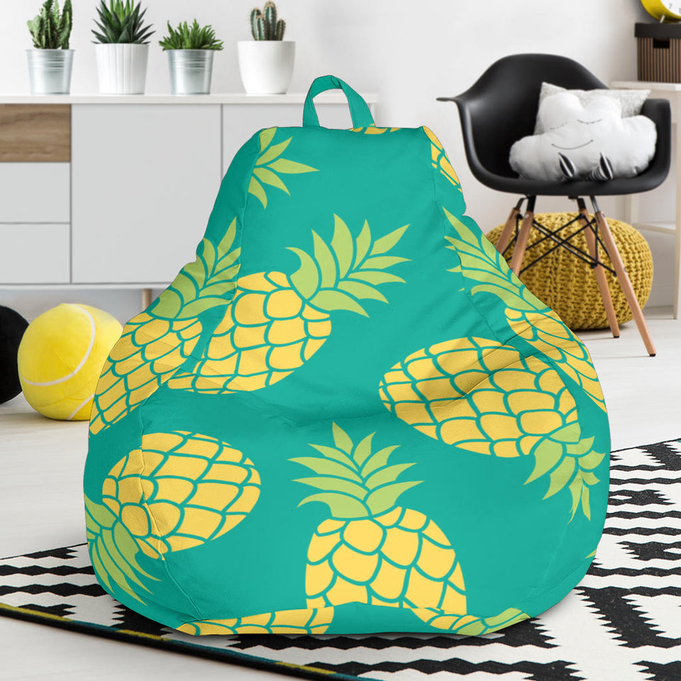 Pineapples Pattern Green Background Bean Bag Cover