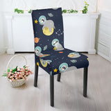 Cute Sloth Astronaut Star Planet Rocket Pattern Dining Chair Slipcover