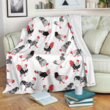 Cool Rooster Chicken Cock Floral Ornament Background Premium Blanket