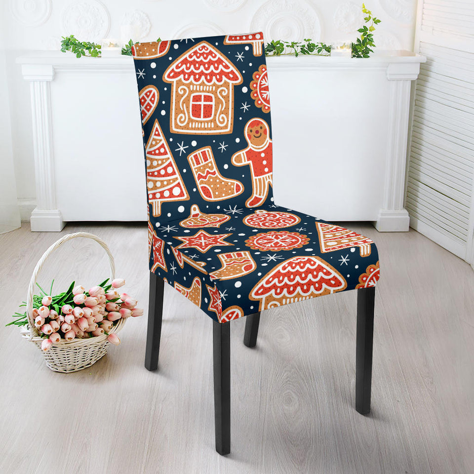 Christmas Gingerbread Cookie Pattern Dining Chair Slipcover