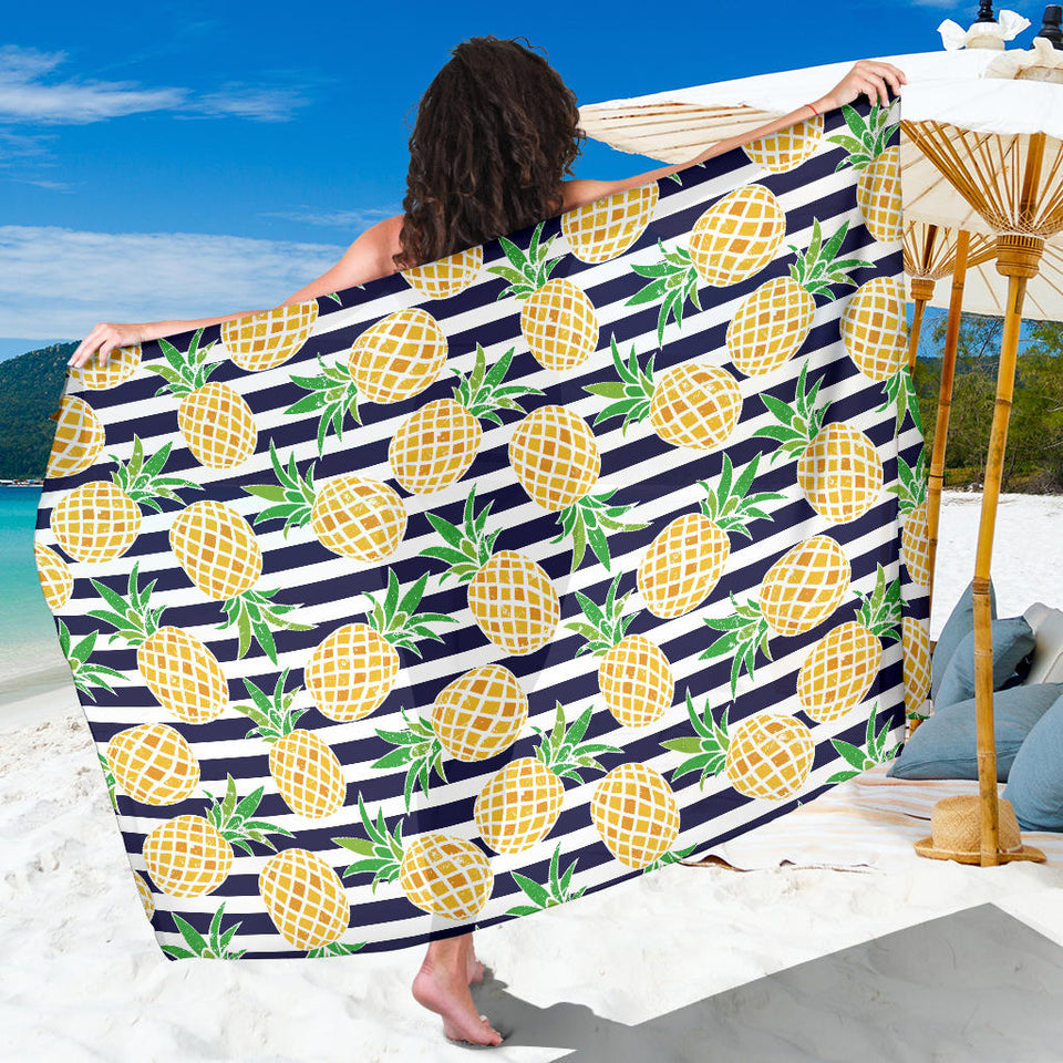 Pineapples Pattern Striped Background Sarong