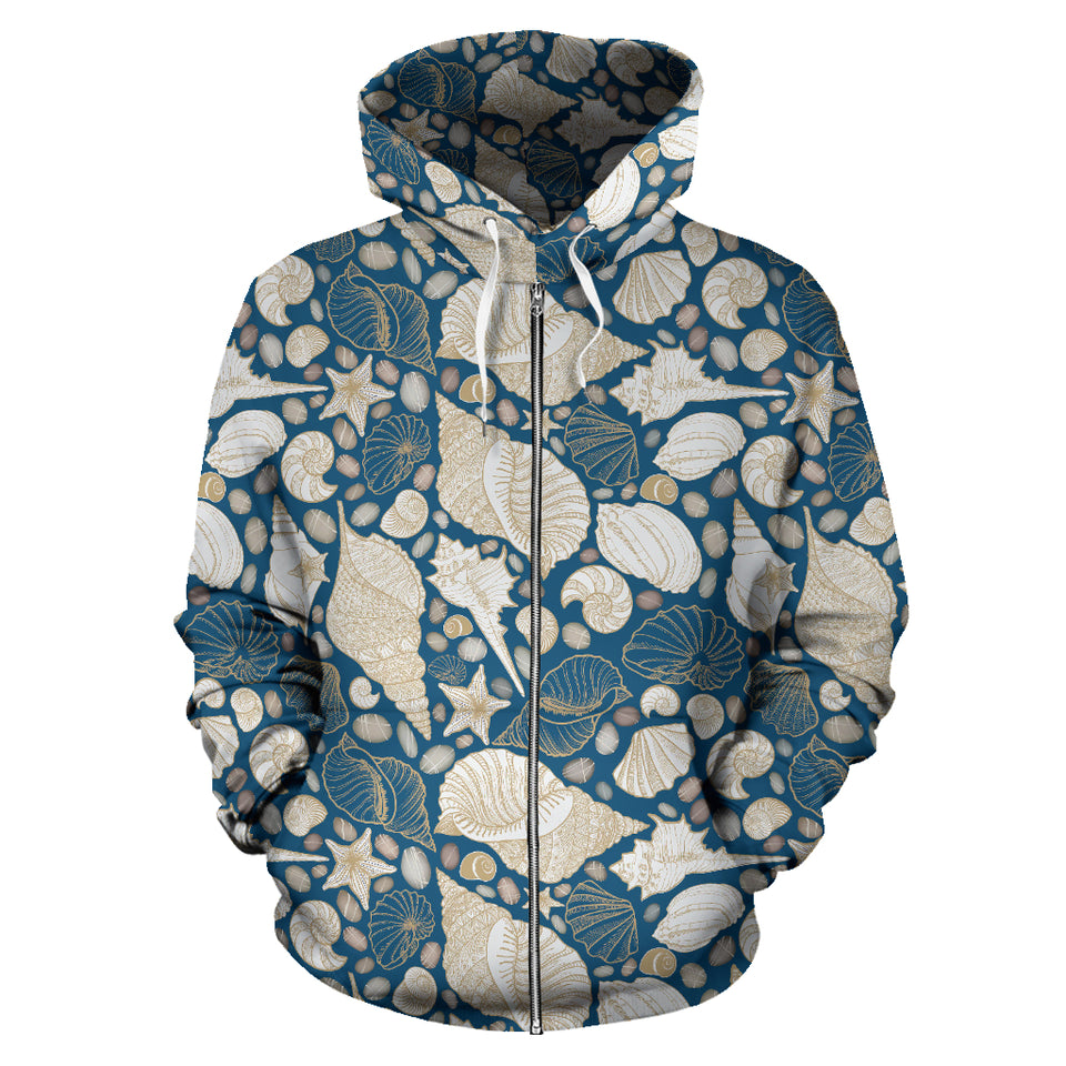 Shell Polynesian Tribal Design Pattern Zip Up Hoodie