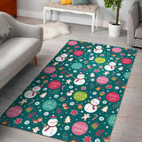 Snowman Bird Decorative Elements Christmas Pattern Area Rug