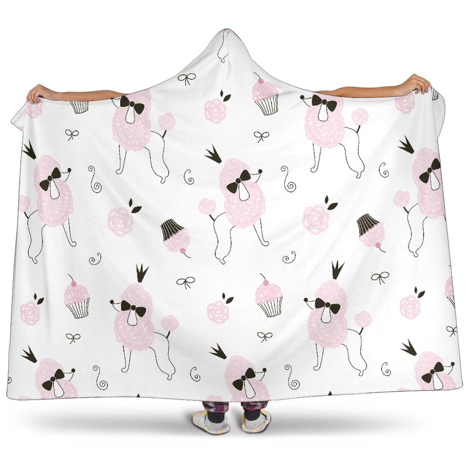 Poodle Dog Rose Cake Pattern Hooded Blanket
