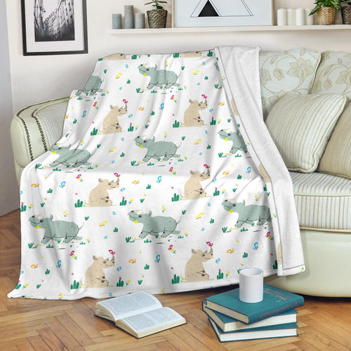 Cute Rhino Pattern Premium Blanket
