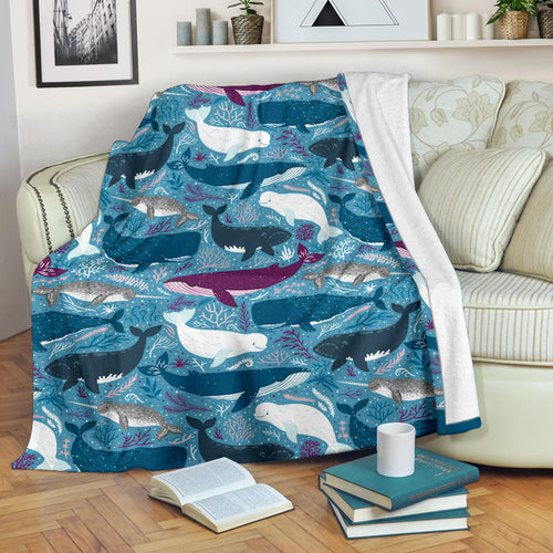 Whale Design Pattern Premium Blanket