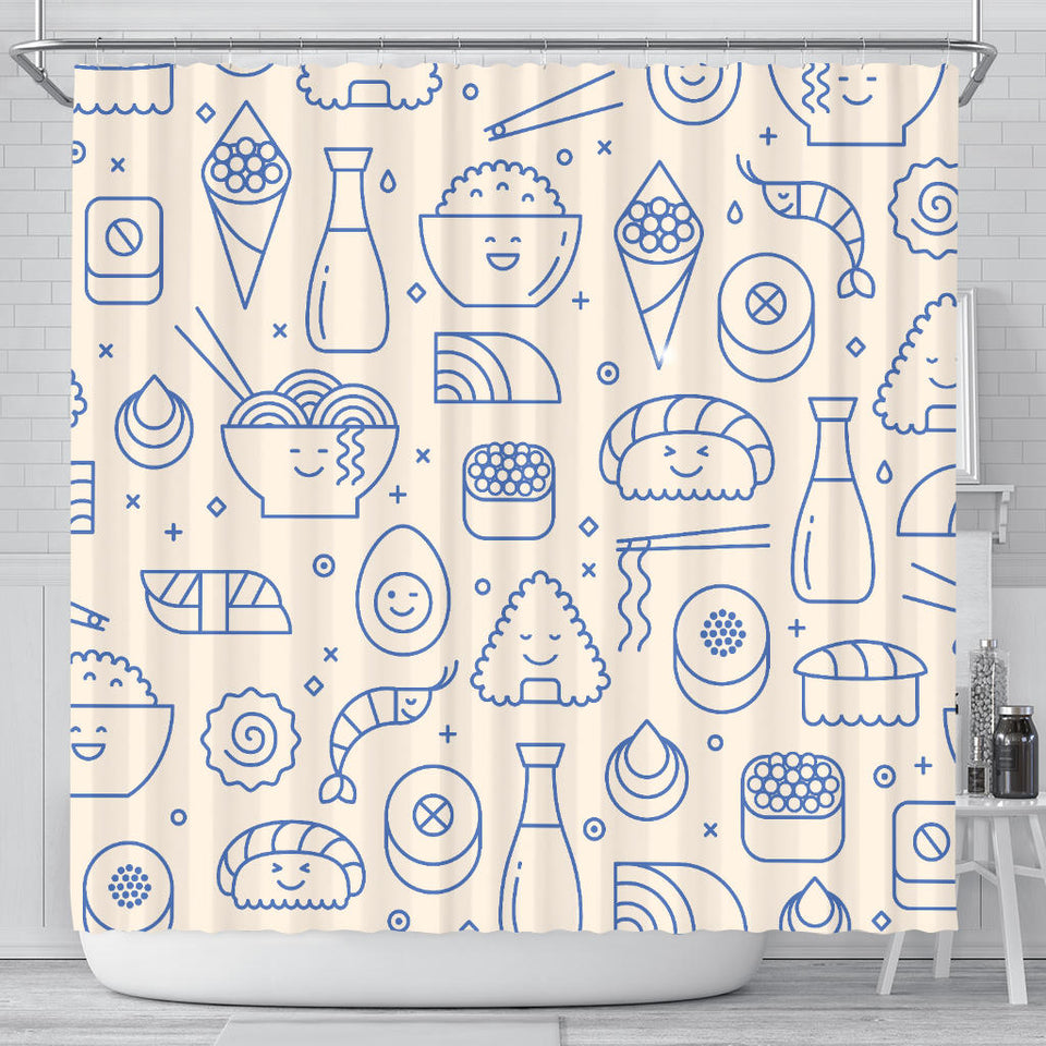 Cute Sushi Icon Pattern Shower Curtain Fulfilled In US
