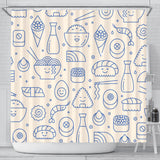 Cute Sushi Icon Pattern Shower Curtain Fulfilled In US